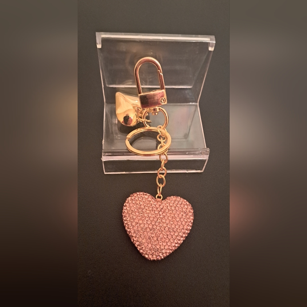 Elegant Pink Heart Keychain NWT